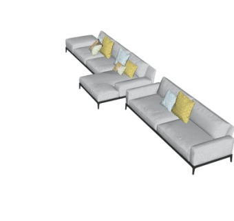 现代布艺多人沙发su模型