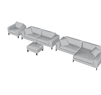 现代布艺多人沙发su模型