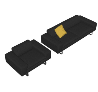 现代布艺多人沙发su模型