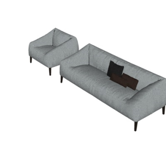 现代布艺多人沙发su模型