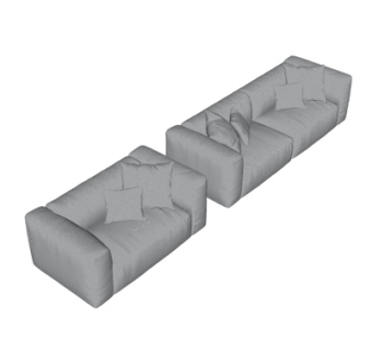 现代布艺多人沙发su模型