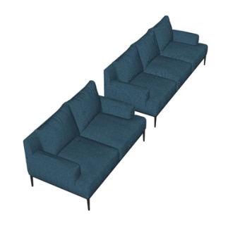 现代布艺多人沙发su模型