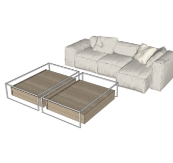 现代布艺多人沙发su模型