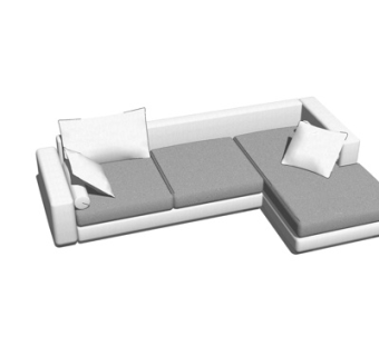 现代布艺多人沙发su模型