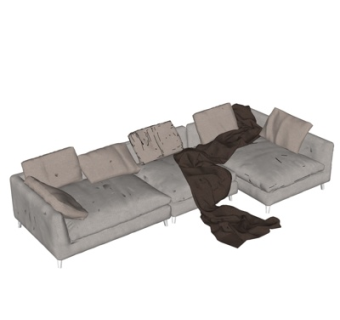 现代布艺多人沙发su模型