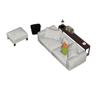 现代布艺双人沙发su模型