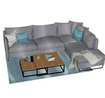 现代布艺多人沙发su模型