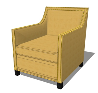 后现代布艺单人沙发su模型