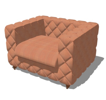 后现代布艺单人沙发su模型