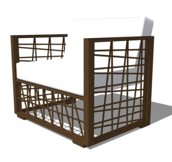 现代户外休闲椅su模型