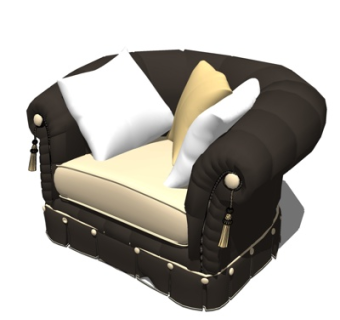 欧式布艺单人沙发su模型