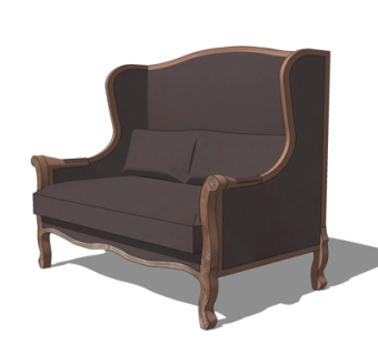欧式布艺休闲椅su模型