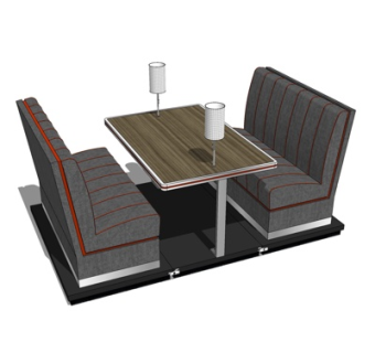 现代卡位餐桌椅su模型