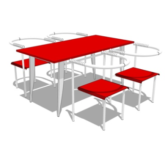 现代实木餐桌椅su模型