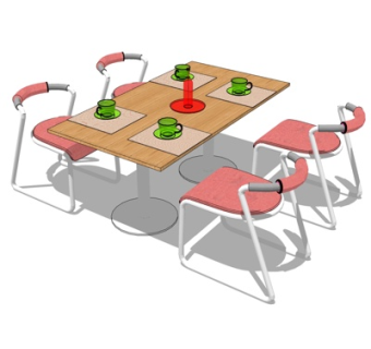 现代实木餐桌椅su模型