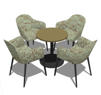 现代实木餐桌椅su模型