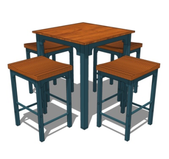 现代实木餐桌椅su模型