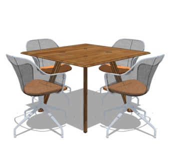 现代实木餐桌椅su模型