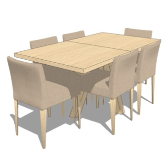 现代实木餐桌椅su模型