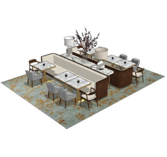 现代轻奢餐桌椅su模型