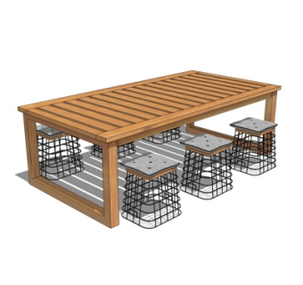 现代实木餐桌椅su模型