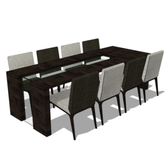 现代实木餐桌椅su模型