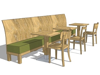 现代餐厅卡位餐桌椅su模型