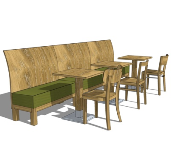 现代餐厅卡位餐桌椅su模型