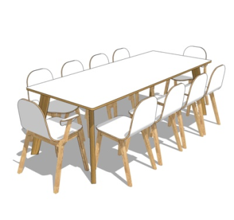 北欧实木餐桌椅su模型