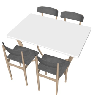 现代实木餐桌椅su模型