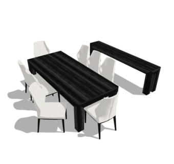 现代实木餐桌椅su模型