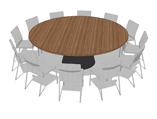 现代圆形<em>餐桌</em>椅su模型