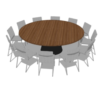现代圆形餐桌椅su模型