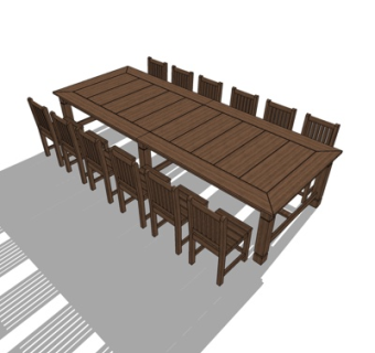 现代实木餐桌椅su模型