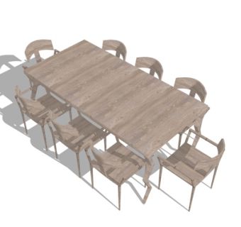 现代实木餐桌椅su模型