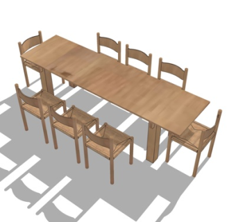 现代实木餐桌椅su模型