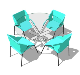 现代圆形餐桌椅su模型