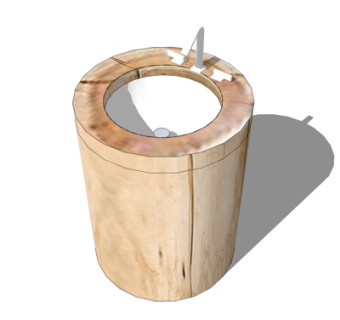 自然风洗手盆su模型