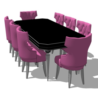 简欧餐桌椅su模型