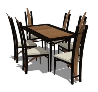 美式餐桌椅su模型