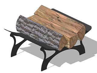 现代木柴架子su模型