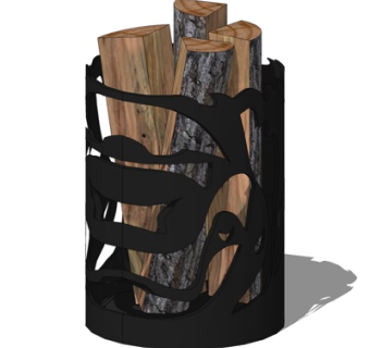 现代木柴架子su模型