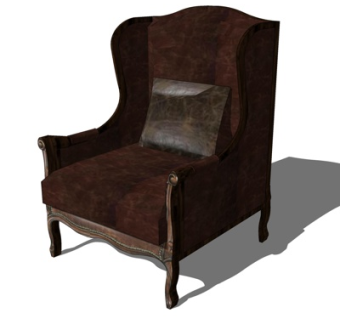 简欧单人沙发su模型