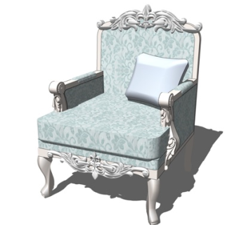 简欧单人沙发su模型