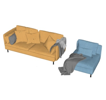 现代双人沙发su模型