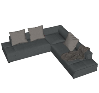 现代转角多人沙发su模型