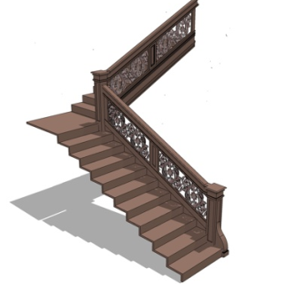 中式楼梯su模型