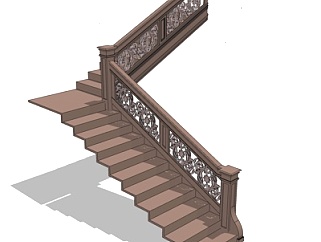 中式楼梯su模型