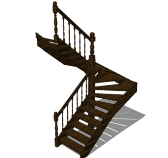 中式楼梯su模型