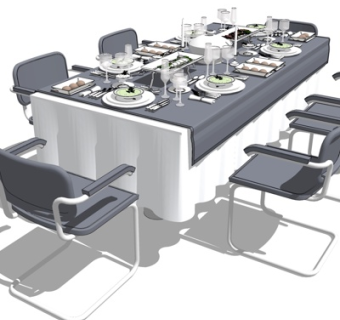 现代餐桌椅su模型